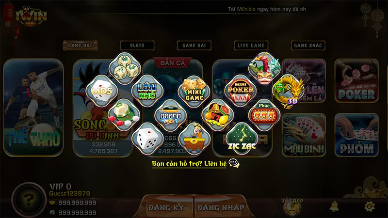 Các trò chơi nổi bật tại IwinClub: cá cược thể thao, casino, slot game