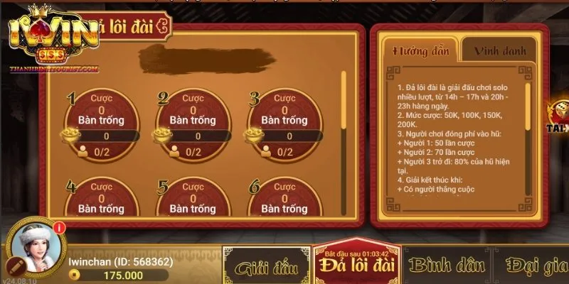 Đả Lôi Đài trong game bài chắn Iwin, nơi tranh tài của cao thủ