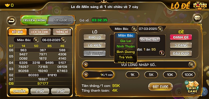 Giao diện thân thiện và bảng kết quả lô đề IwinClub