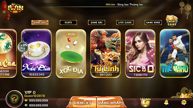 Giao diện trang web giả mạo iWin trông giống trang chính thức
